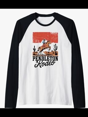 Pendleton Black & White Rodeo Raglan Baseball Tee - Size Large